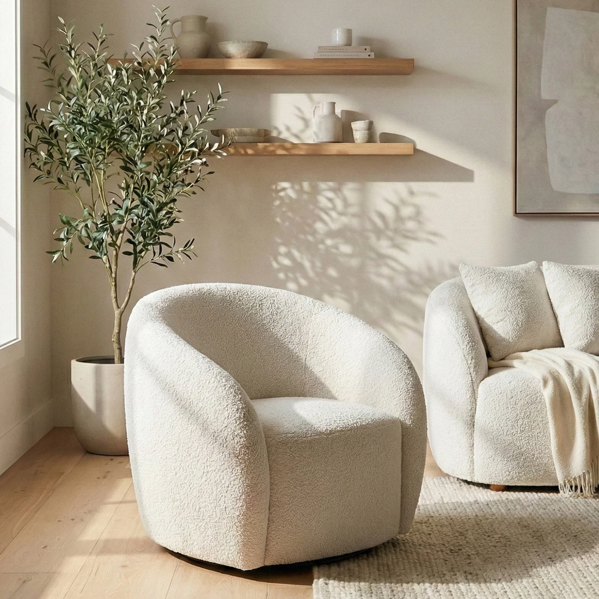 Nerida Boucle Accent Chair - Latte