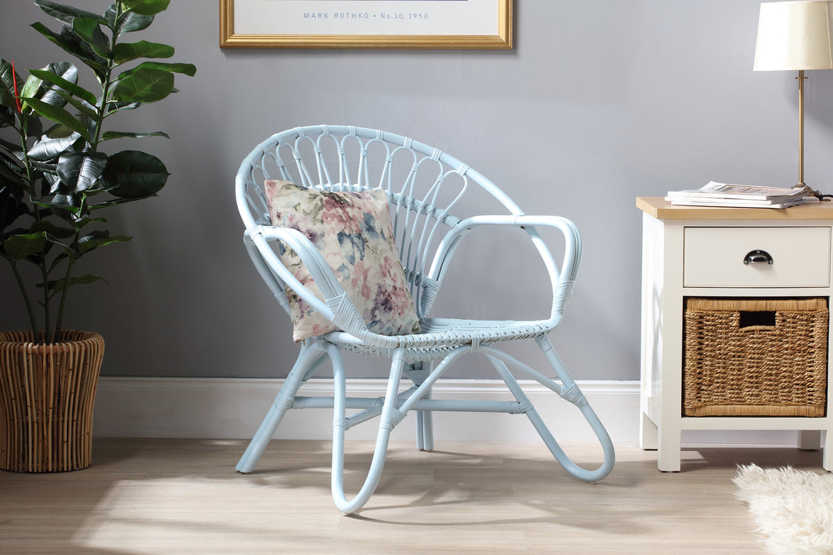 Blue Nordic Rattan Chair