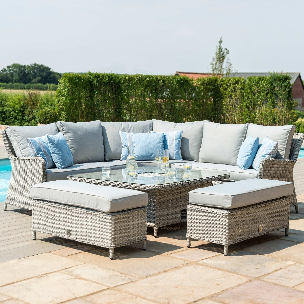 grasmere outdoor royal rattan corner sofa set with adjustable table