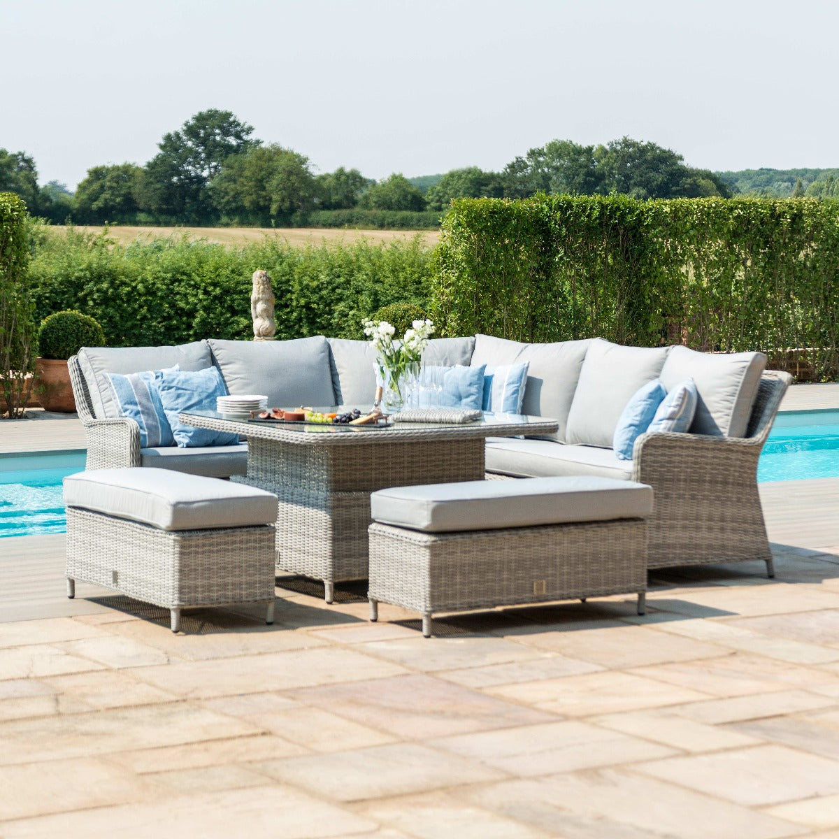 grasmere outdoor royal rattan corner sofa set with adjustable table