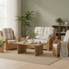 Opera Light Oak 2 Seater 3pc Suite in Duke Beige Stripe