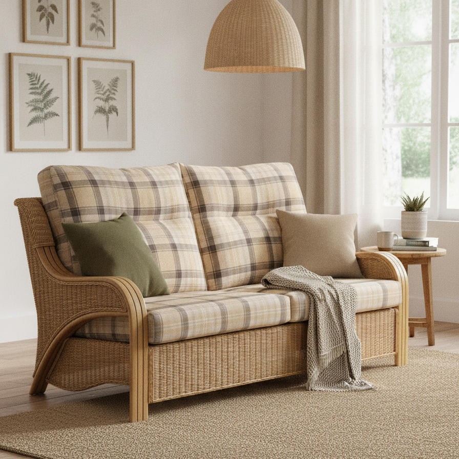 Opera Light Oak Cane 3 Seater Sofa in Highland