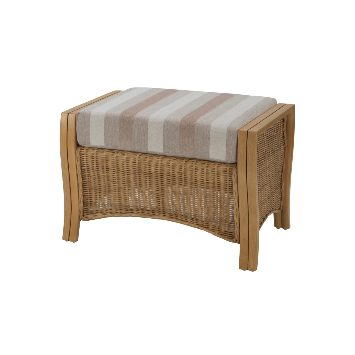 Opera Light Oak Cane Footstool in Duke Beige Stripe