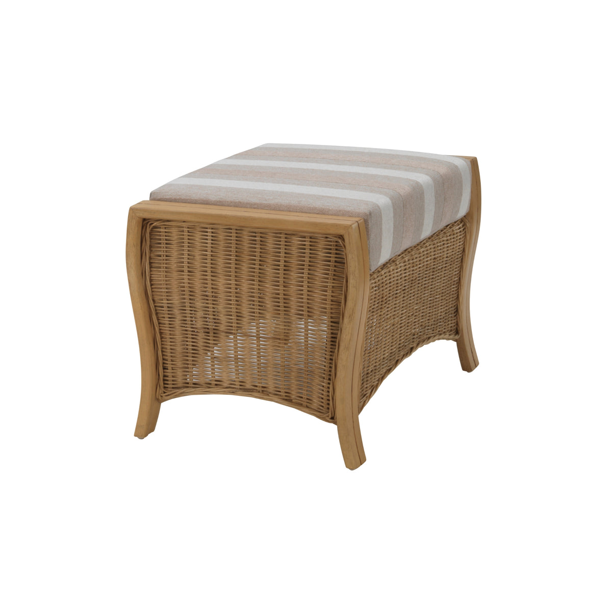 Opera Light Oak Cane Footstool in Duke Beige Stripe