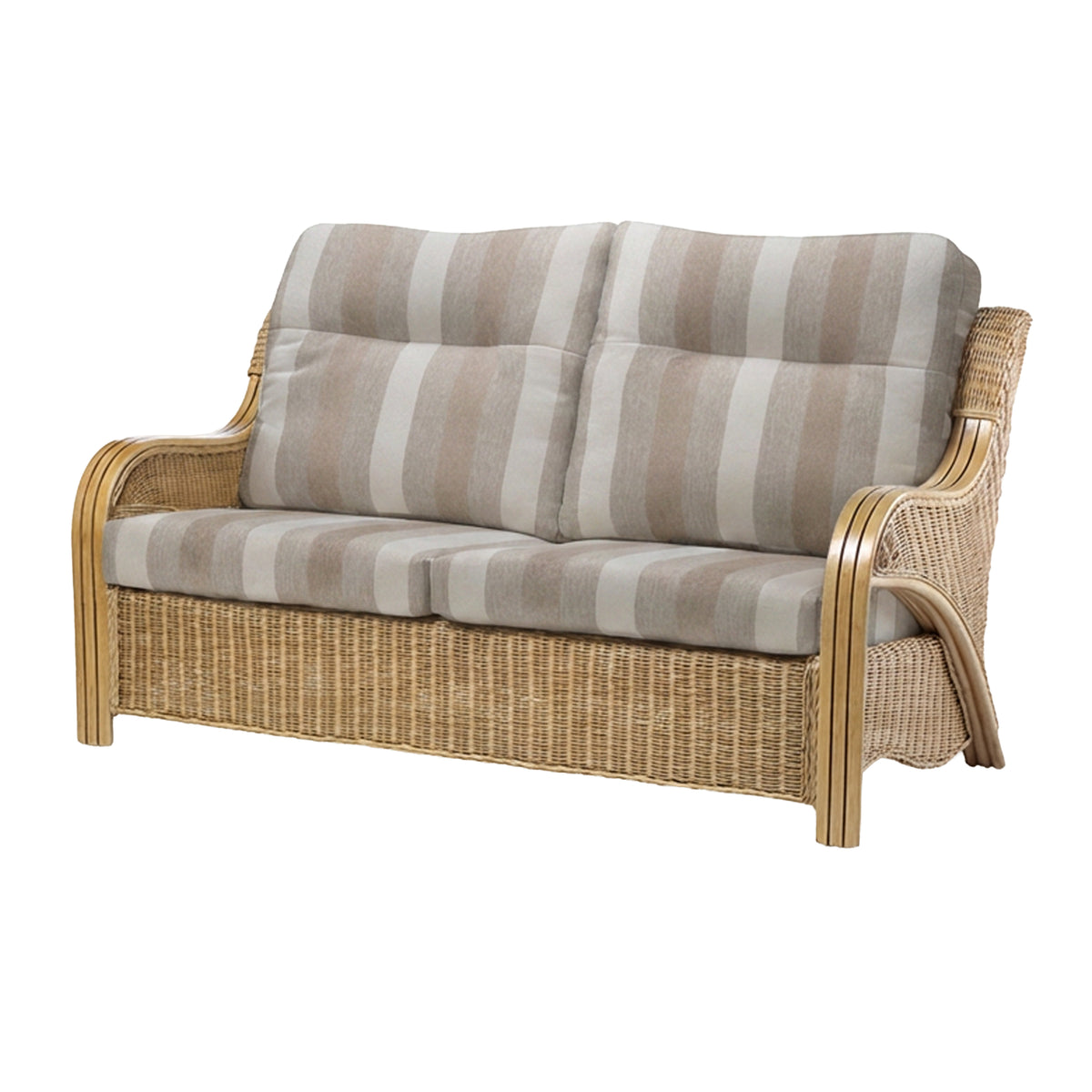 Opera Light Oak Cane 3 Seater Sofa in Duke Beige Stripe
