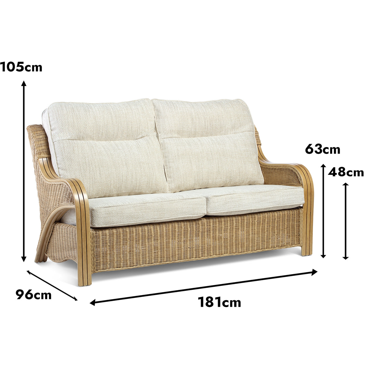 Opera Light Oak Cane 3 Seater Sofa
