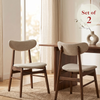 Orlando Walnut Upholstered Back Set of 2 Dining Chairs in Oatmeal Boucle