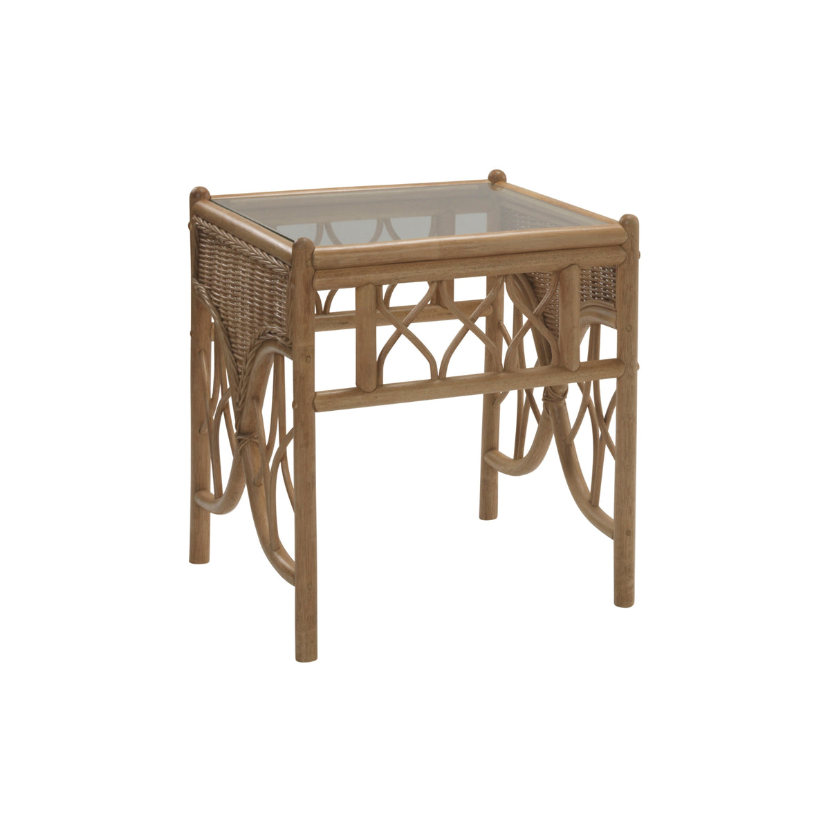 Oslo Light Oak Rattan Lamp Table | Desser