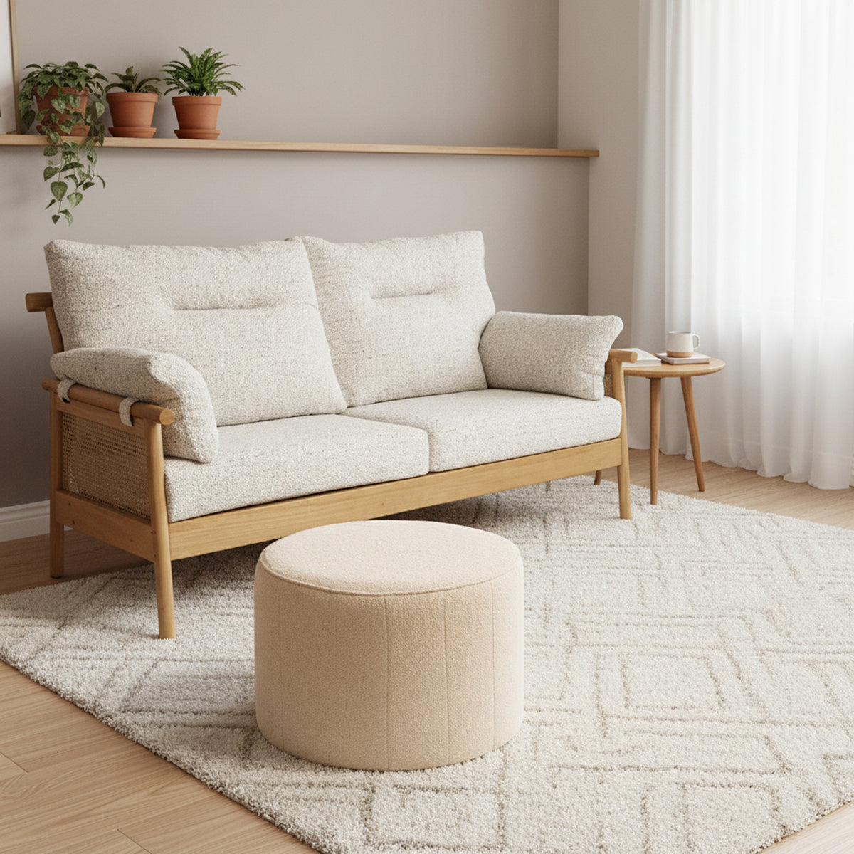 Desser Boucle Medium Round Ottoman Pouffe - D63cm x H45cm