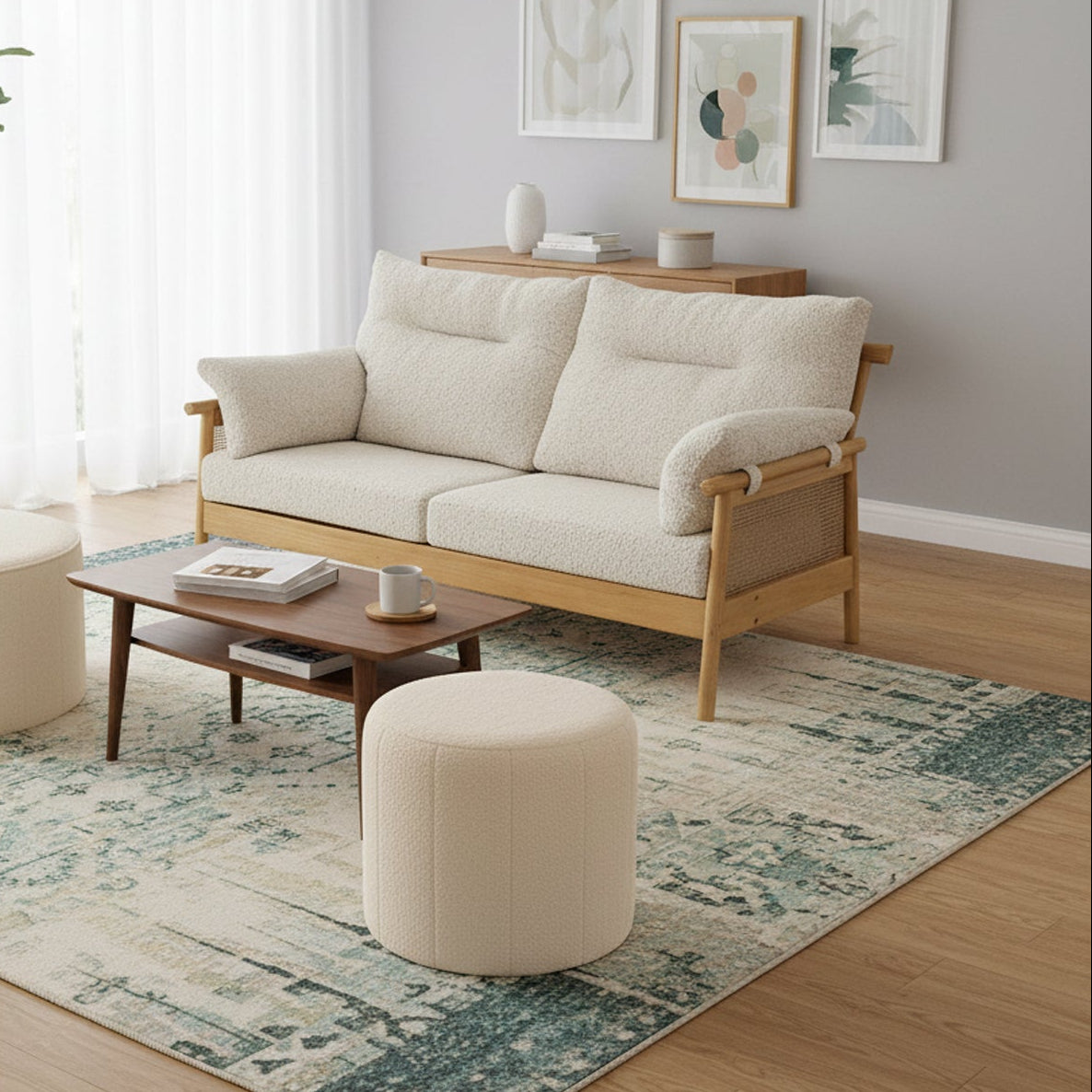 Desser Boucle Small Round Ottoman Pouffe D43xH45cm