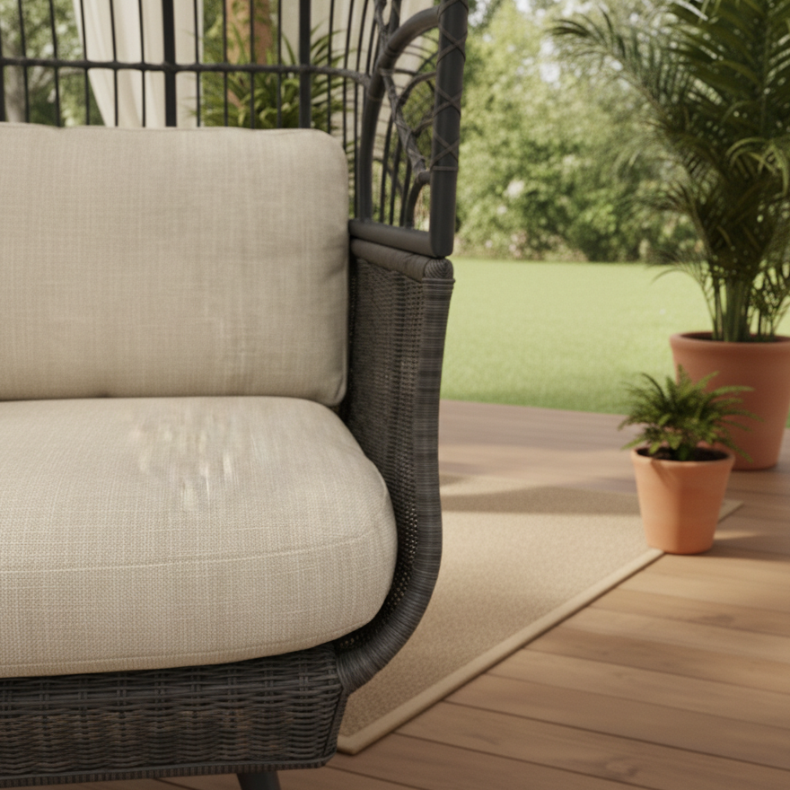 Outdoor Egg Chair with Marine Beige Cushions
