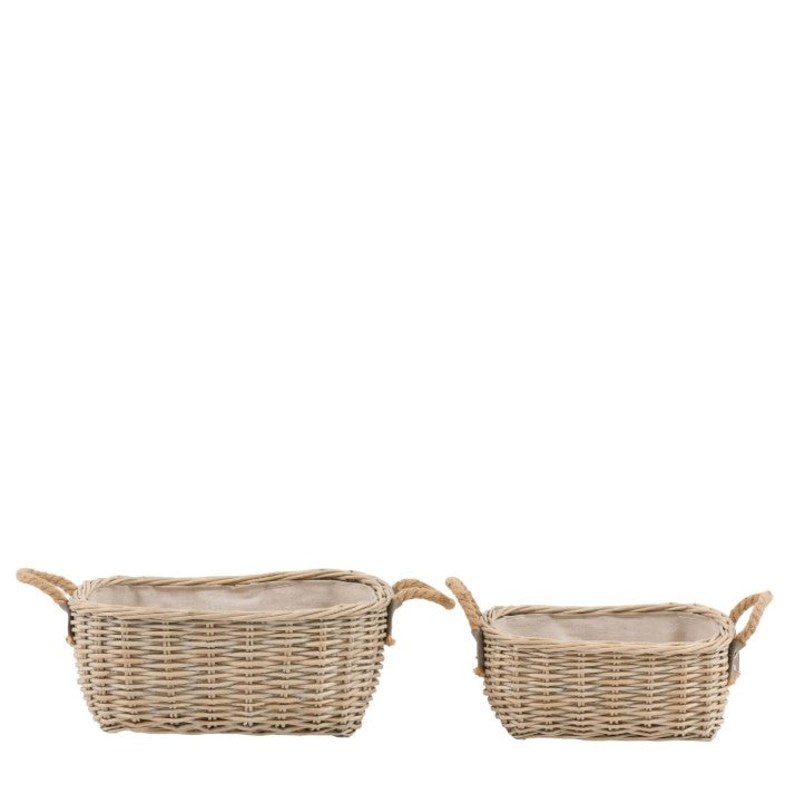 Desser Oval Basket Handle Natural Set of 2