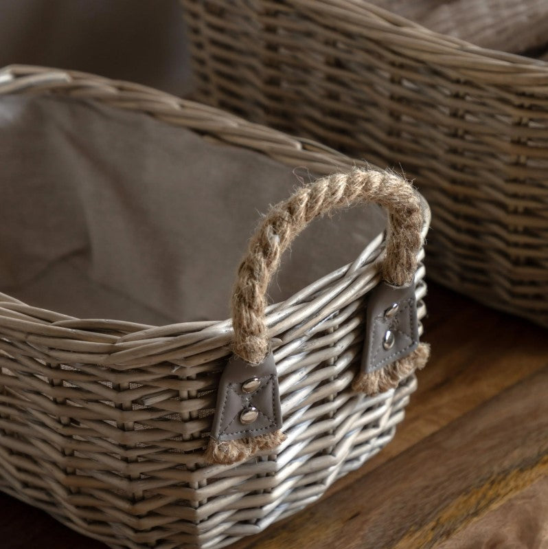 Desser Oval Basket Handle Natural Set of 2