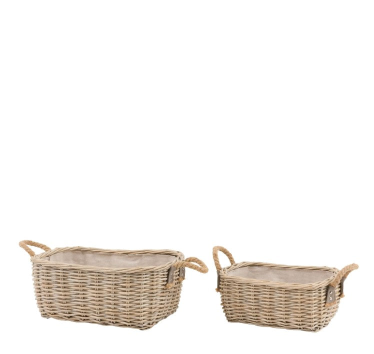 Desser Oval Basket Handle Natural Set of 2