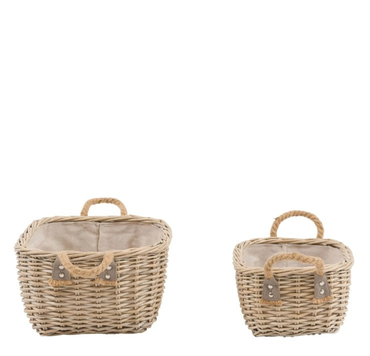 Desser Oval Basket Handle Natural Set of 2
