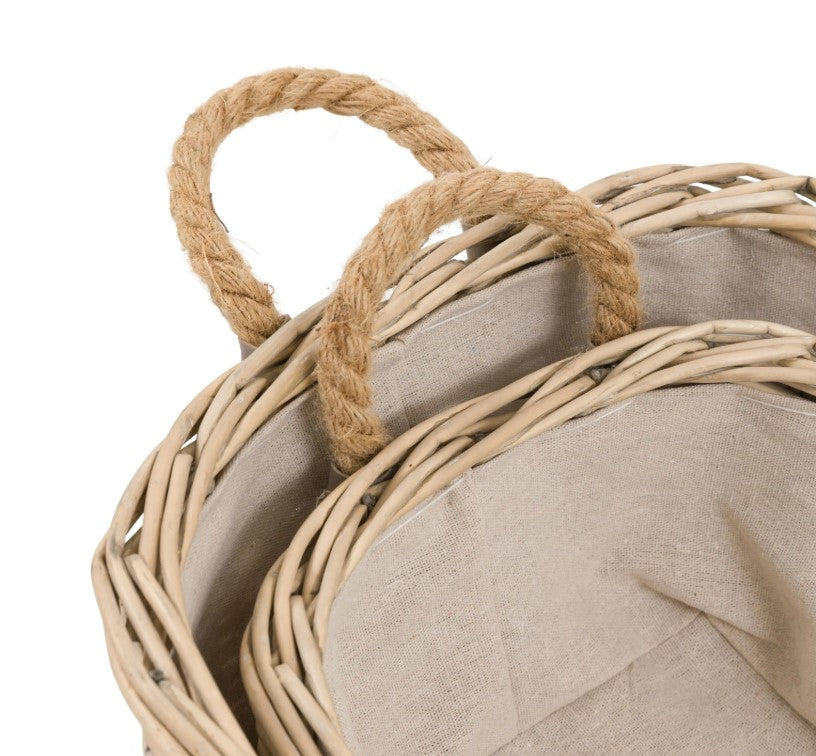 Desser Oval Basket Handle Natural Set of 2