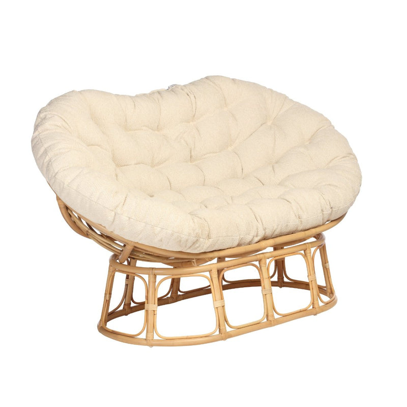 natural papasan sofa with boucle latte cushion (copy)