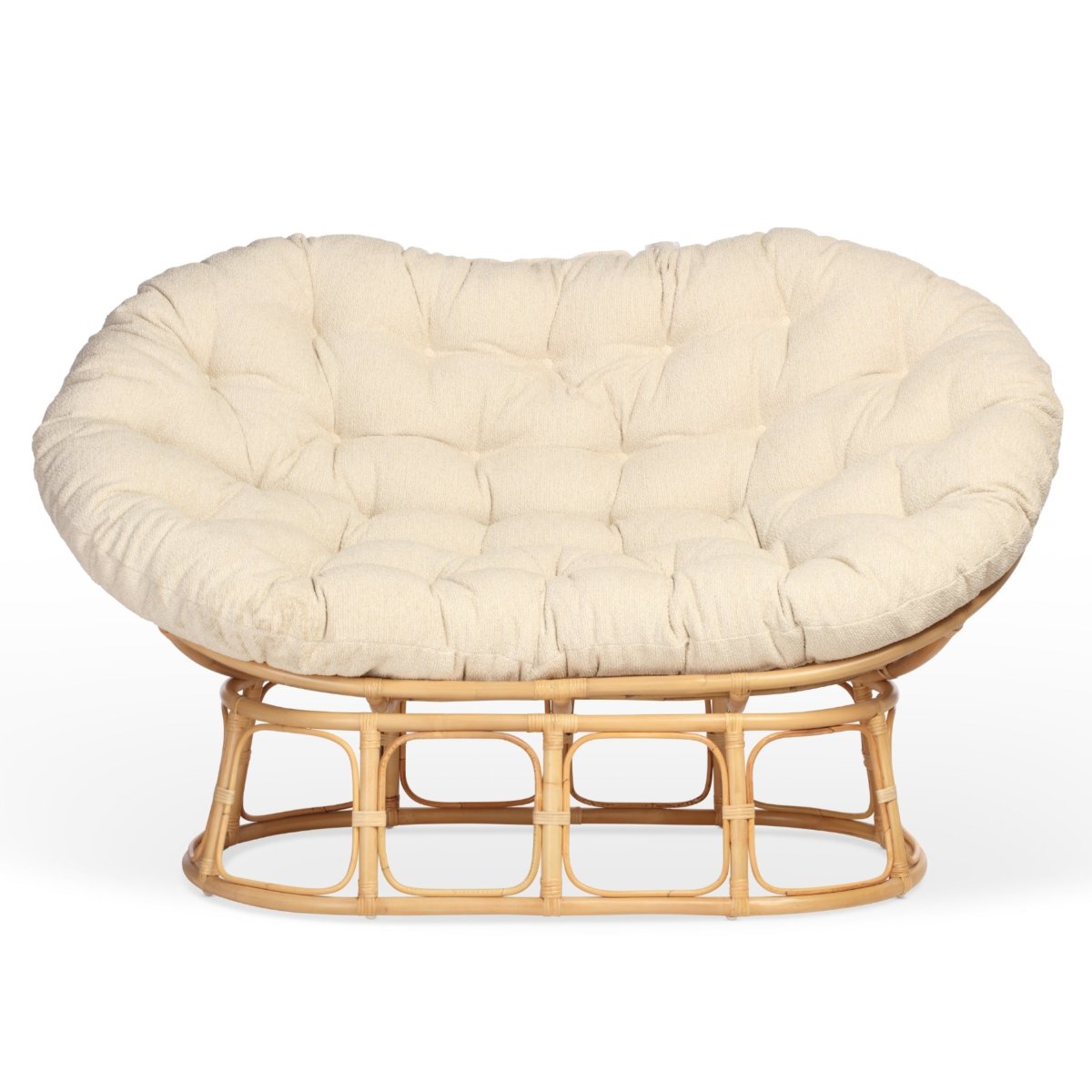 natural papasan sofa with boucle latte cushion (copy)