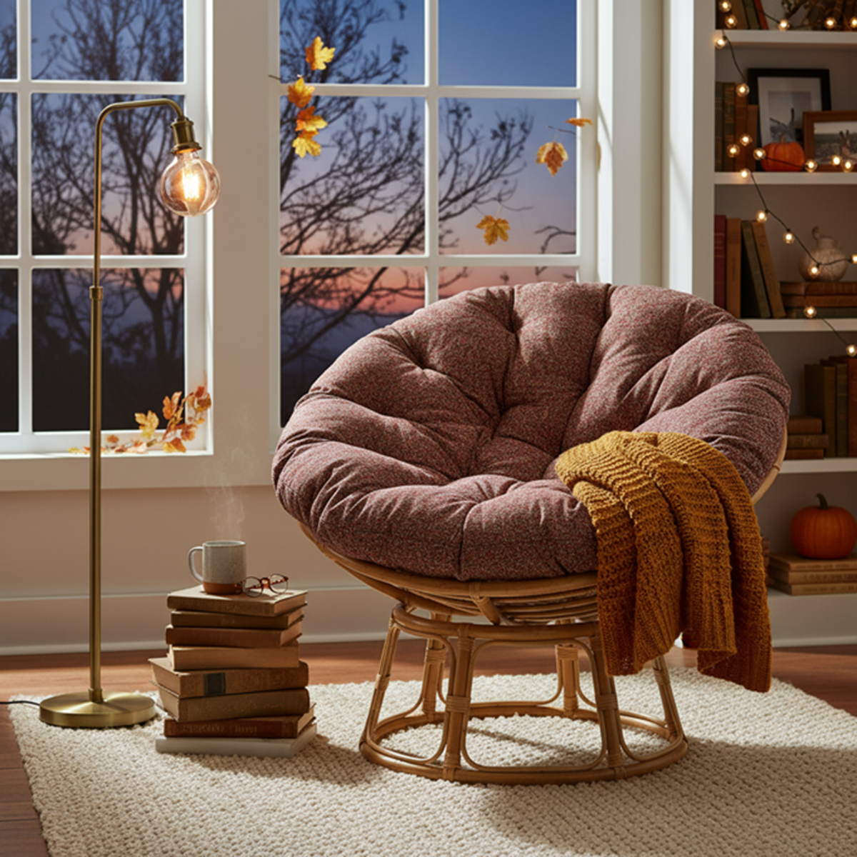 Papasan Rattan Chair with Bubblegum Cushion