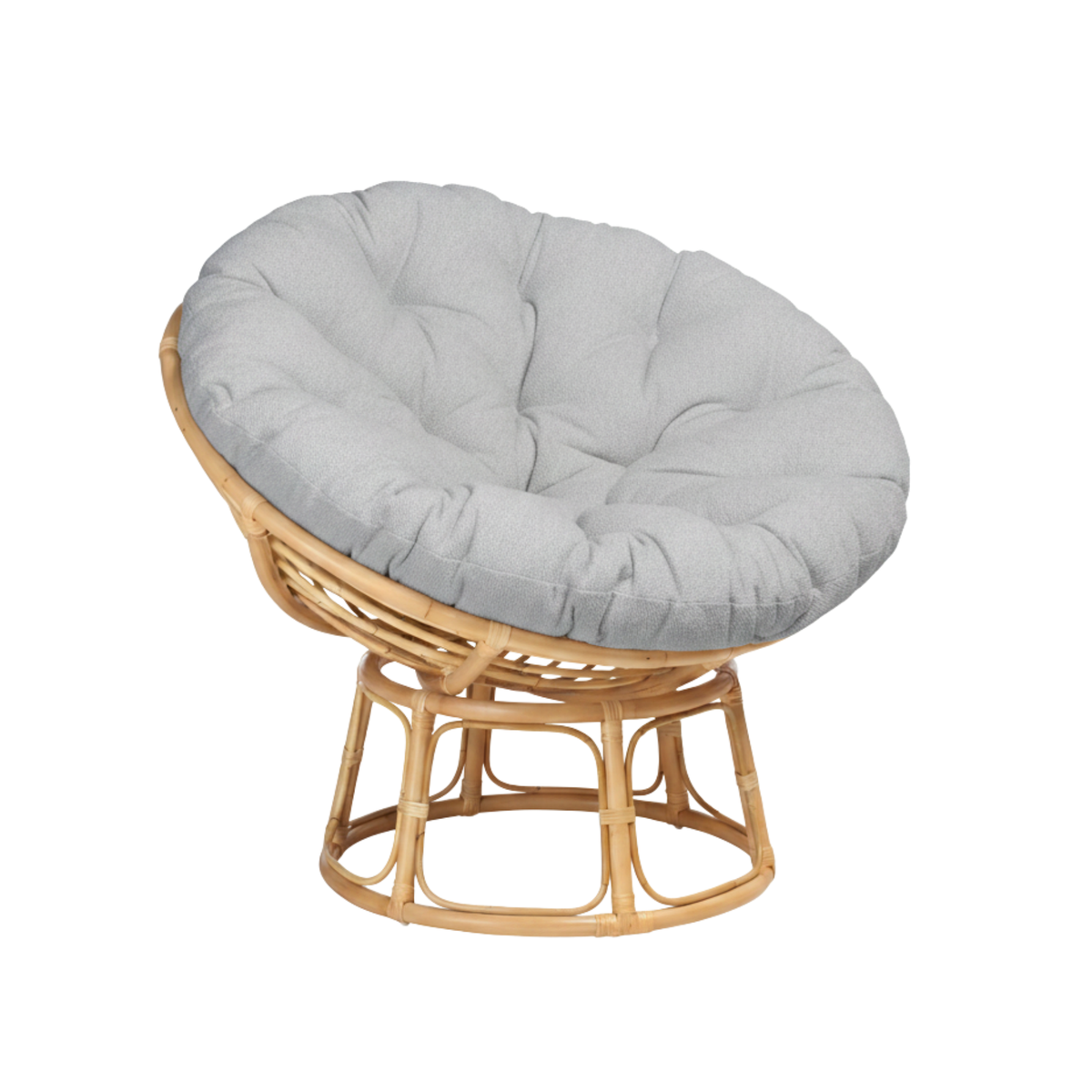 Natural Rattan Papasan Chair with Handmade Duke Grey Plain Cushion