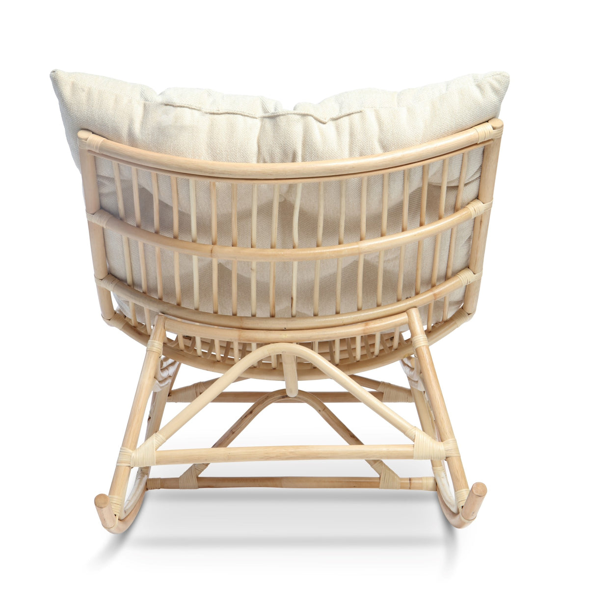 Natural Rattan Papasan Rocking Chair - Square Shape Country Beige Cushion
