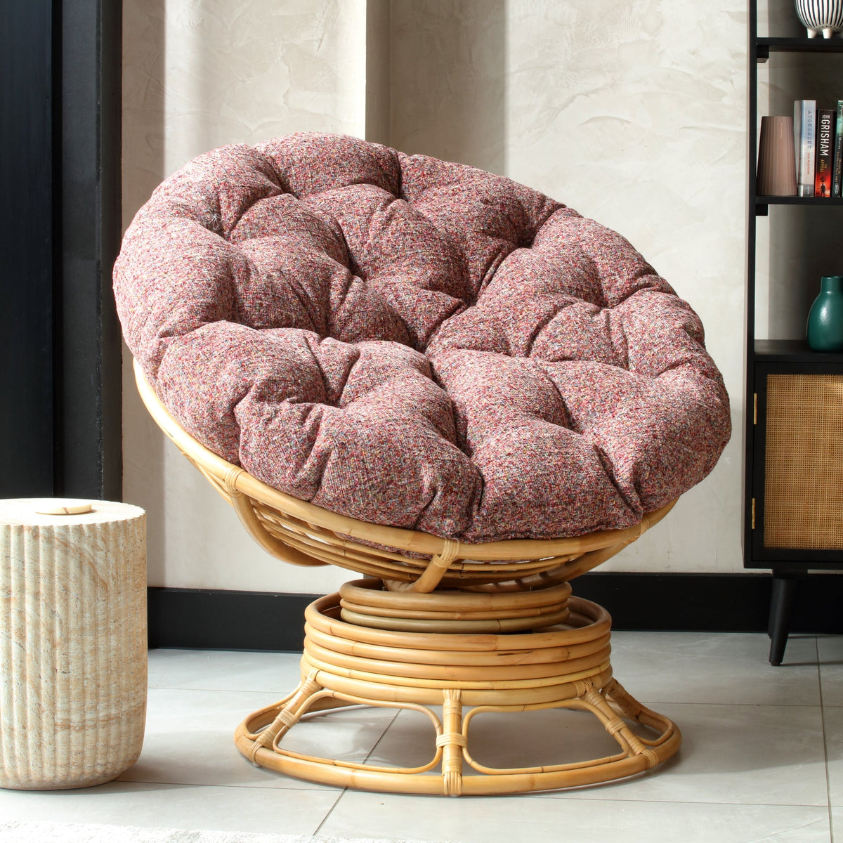 Papasan Swivel Rocking Chair Bubblegum Cushion