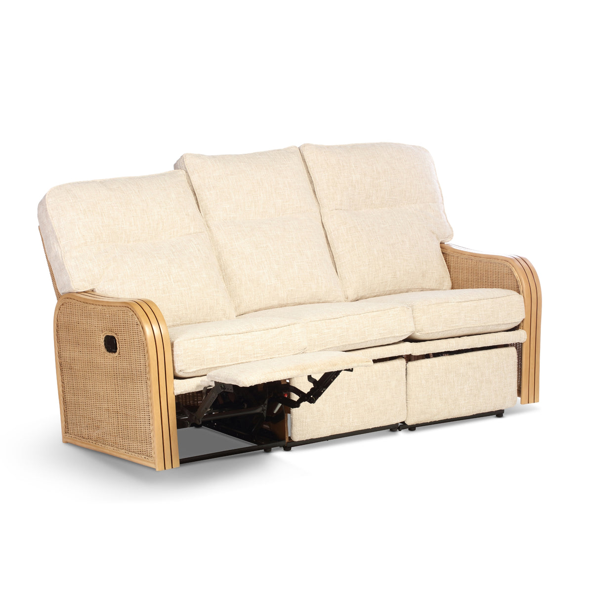 Paris Light Oak Reclining 3 Seater Sofa – Cotton Cream (Transit‑Damaged Factory Stock)