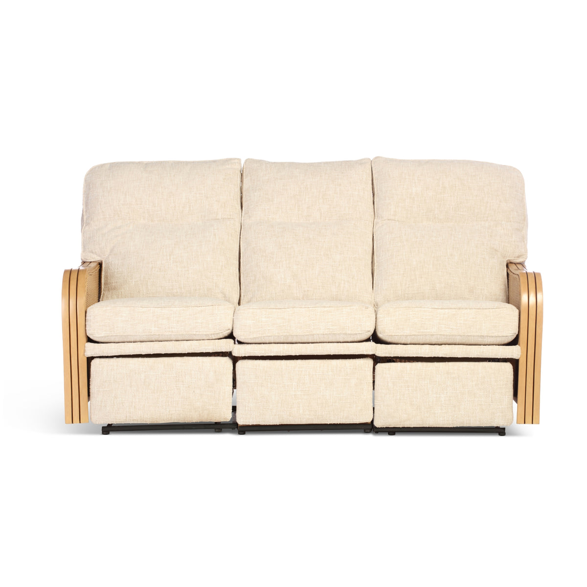 Paris Light Oak Reclining 3 Seater Sofa – Cotton Cream (Transit‑Damaged Factory Stock)