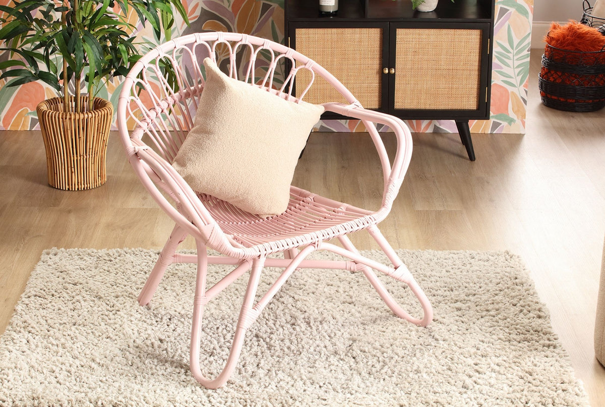 Pink Nordic Rattan Chair