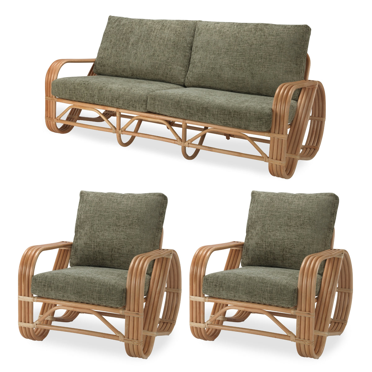 Pretzel Modern 3 Seater Sofa Suite - Sustainable Rattan