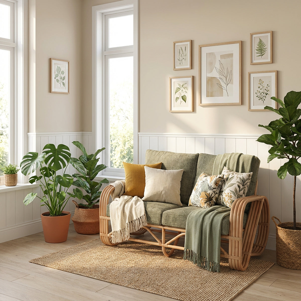 Pretzel Natural 2 Seater Rattan Sofa - Desser Furniture