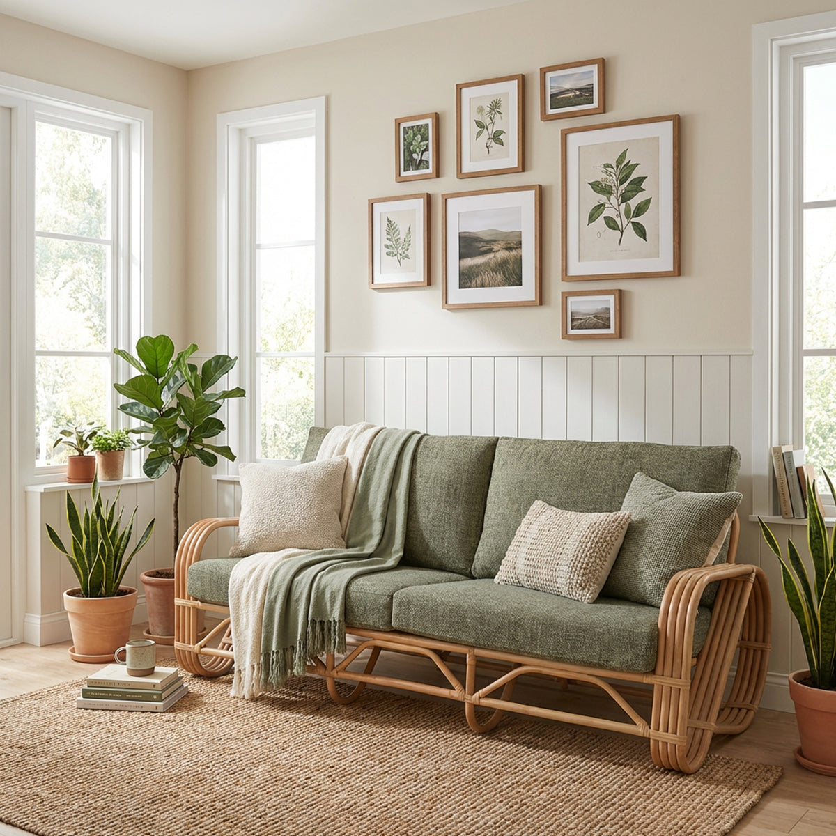 Pretzel Natural 3 Seater Sofa - Handcrafted Rattan