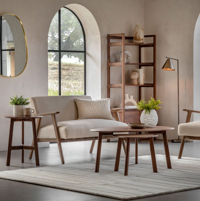 Neto Wooden 2 Seater Sofa Natural Linen