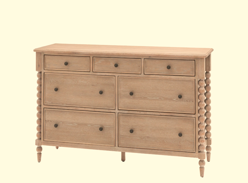 Natural Wooden 7 Drawer Rustic Chest