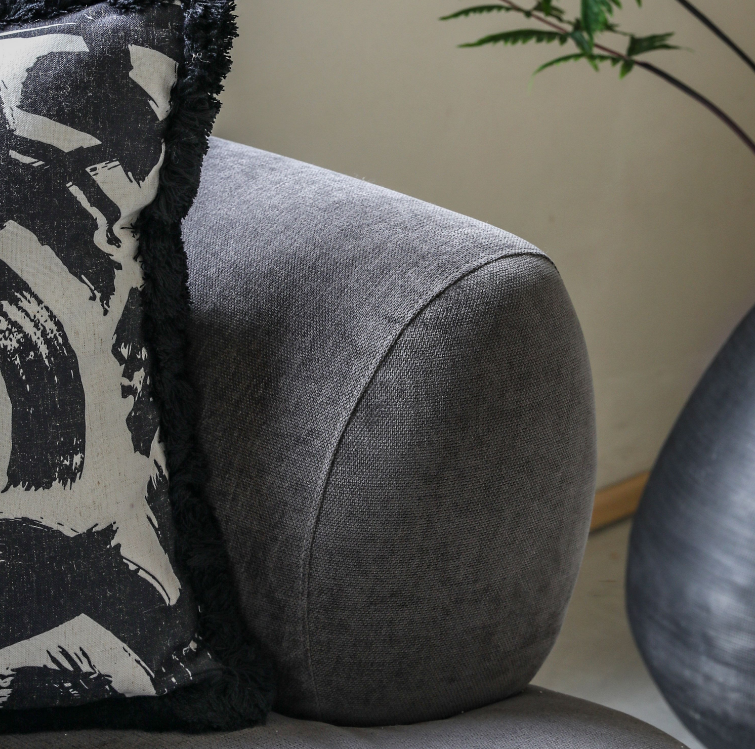 Avalon Upholstered Rounded Sofa in Dark Grey