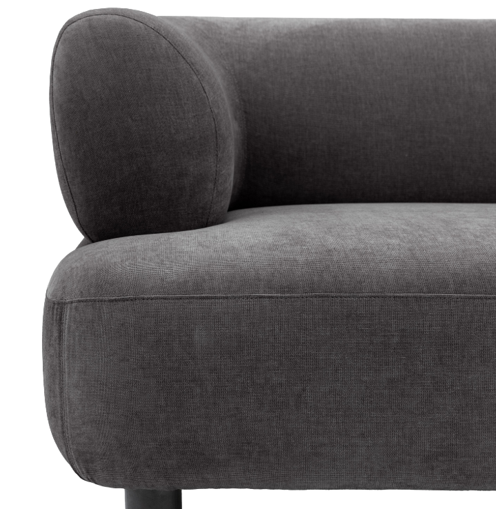 Avalon Upholstered Rounded Sofa in Dark Grey