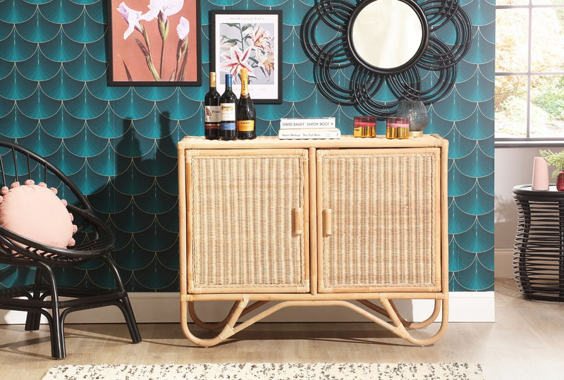 large natural rattan sideboard cabinet