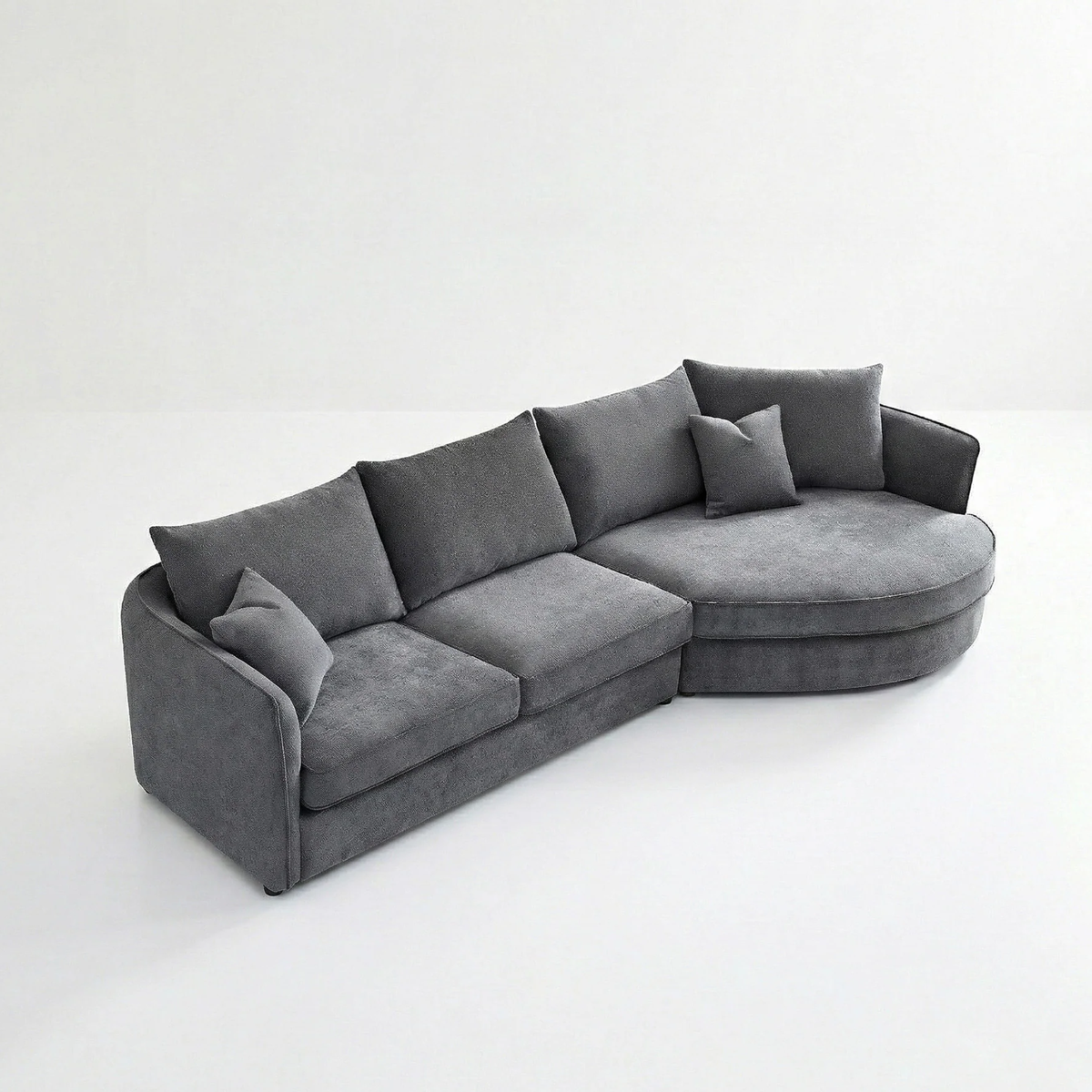 Ravena Corner Chaise in Charcoal Boucle