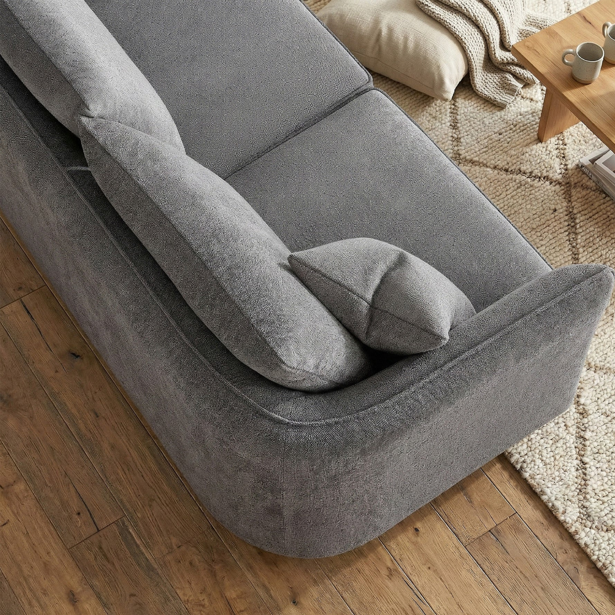 Ravena Corner Chaise in Charcoal Boucle