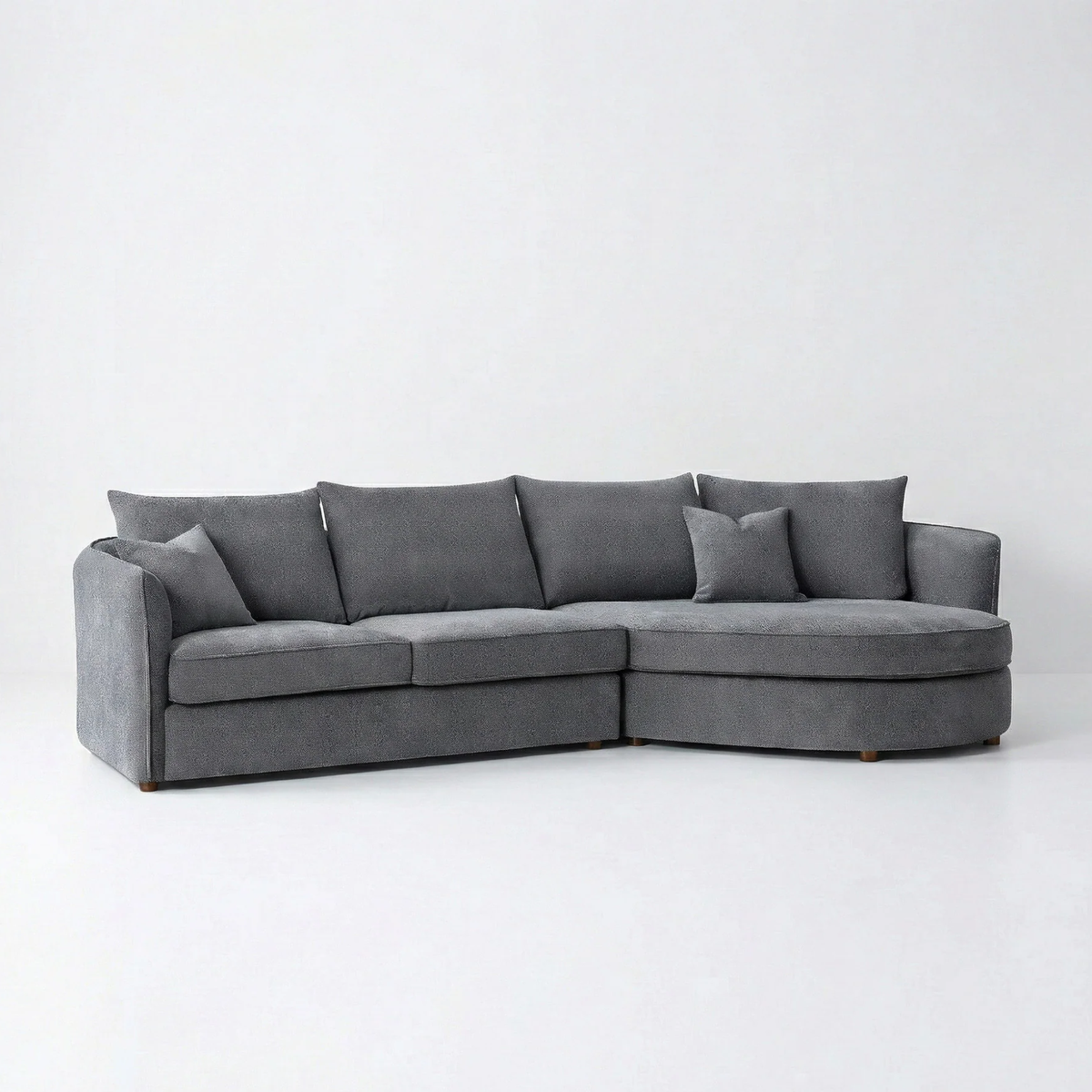 Ravena Corner Chaise in Charcoal Boucle