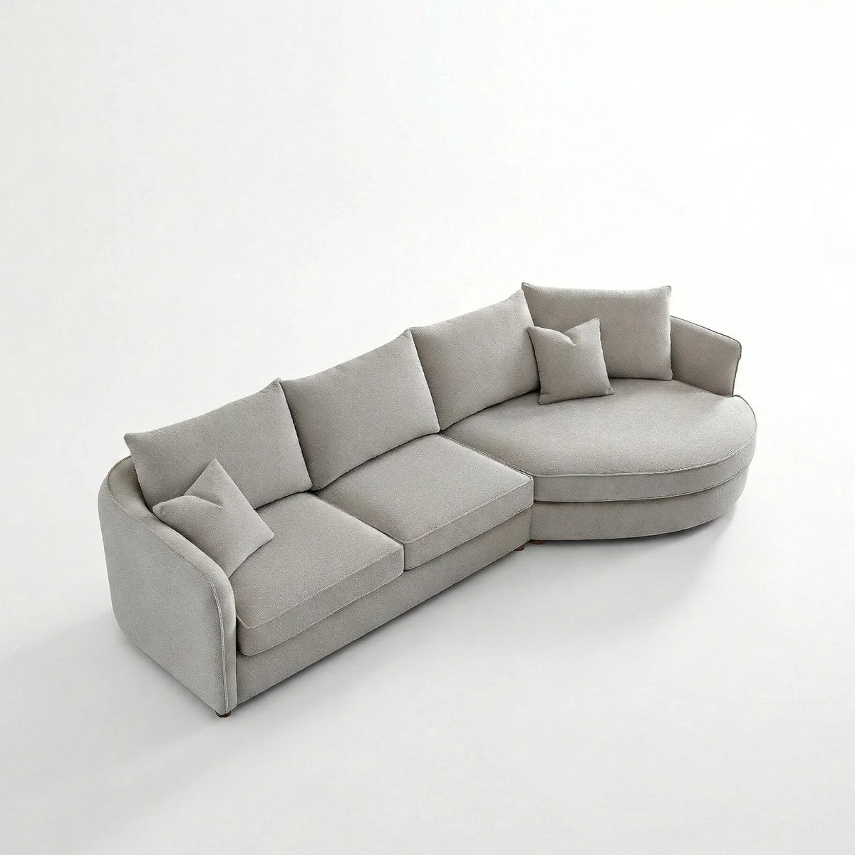 Ravena Corner Chaise in Light Grey Pebble Boucle