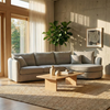 Ravena Corner Chaise in Light Grey Pebble Boucle