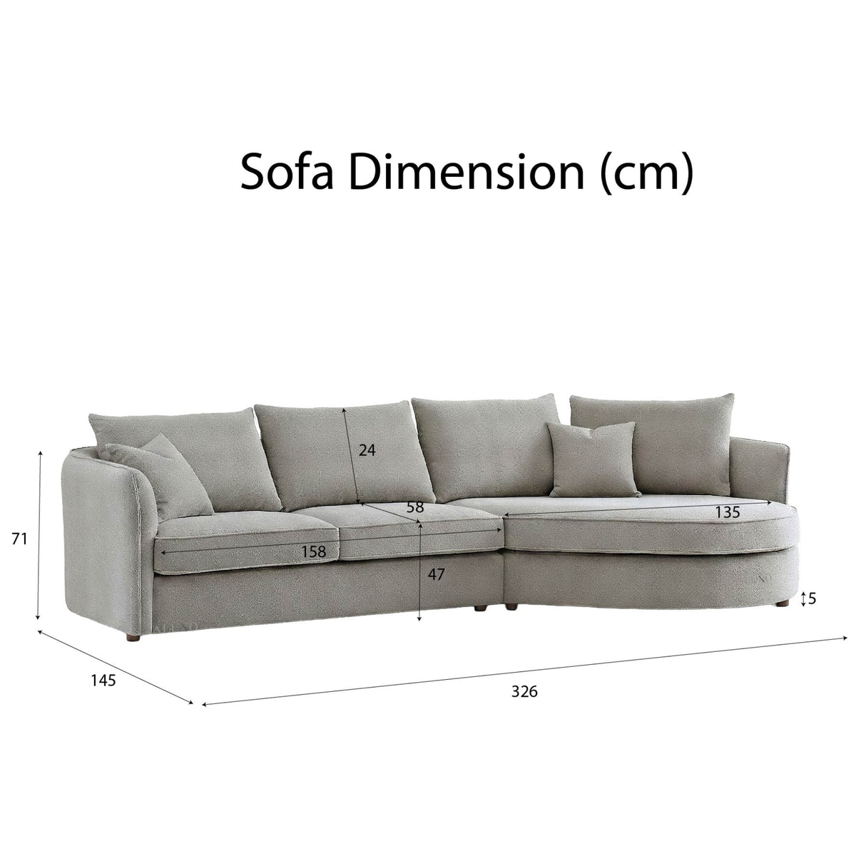 Ravena Corner Chaise in Light Grey Pebble Boucle