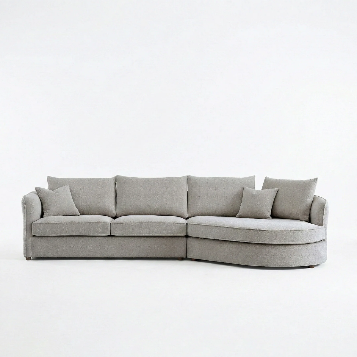 Ravena Corner Chaise in Light Grey Pebble Boucle