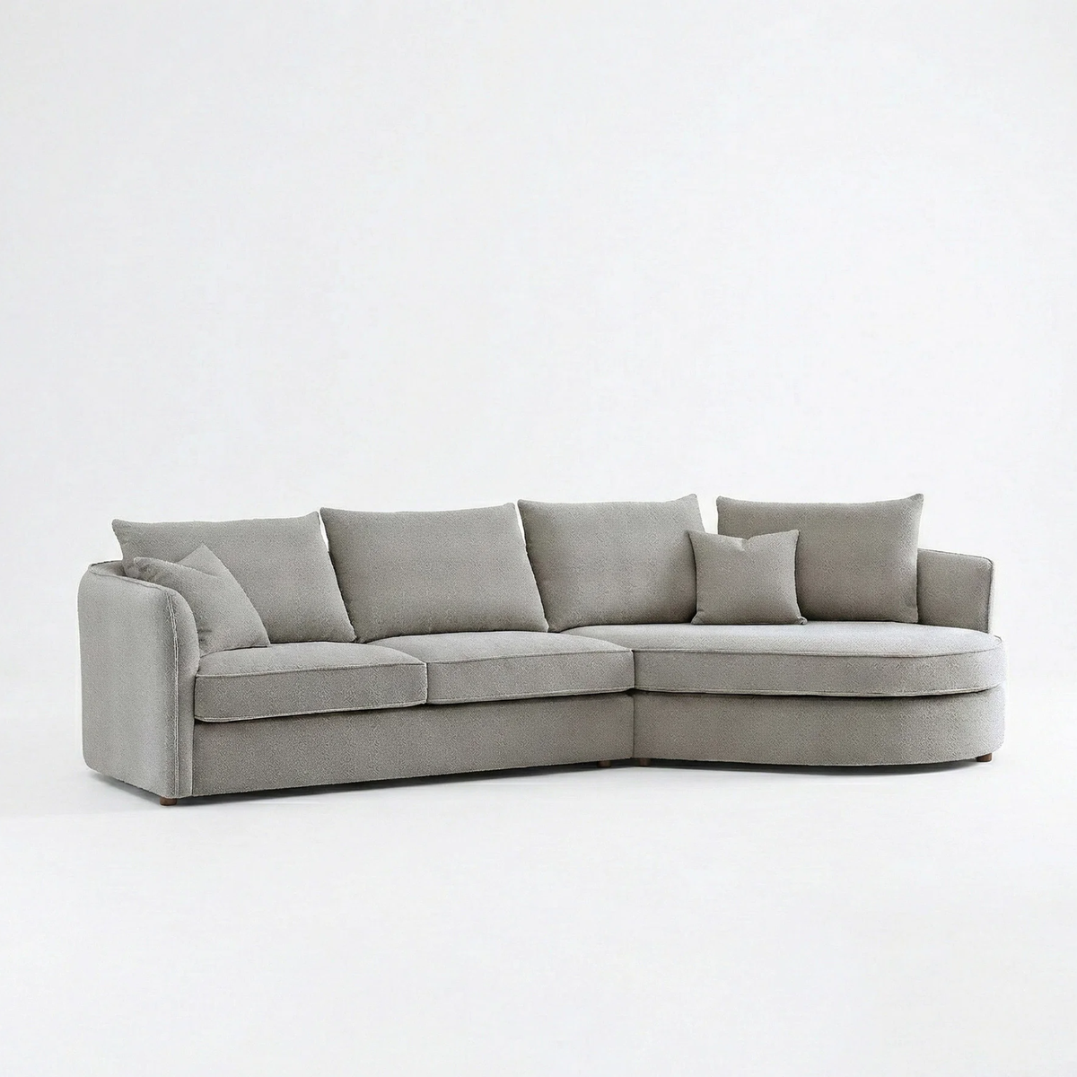 Ravena Corner Chaise in Light Grey Pebble Boucle