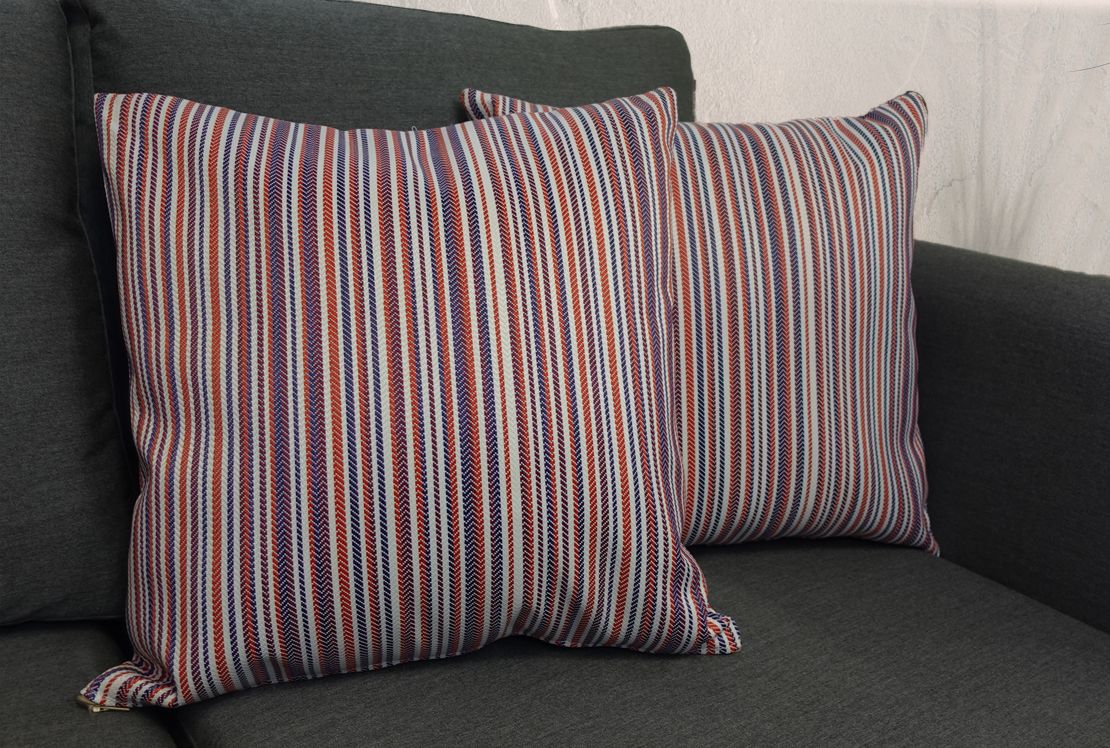 Red Stripe Outdoor Waterproof Scatter Cushion Reversible 17"