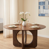 Resola 137cm Round Walnut Dining Table - Ebony Sculptural Base