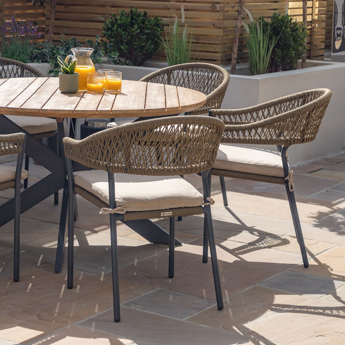 Riga 6 Seat Round Dining Set - Sandstone