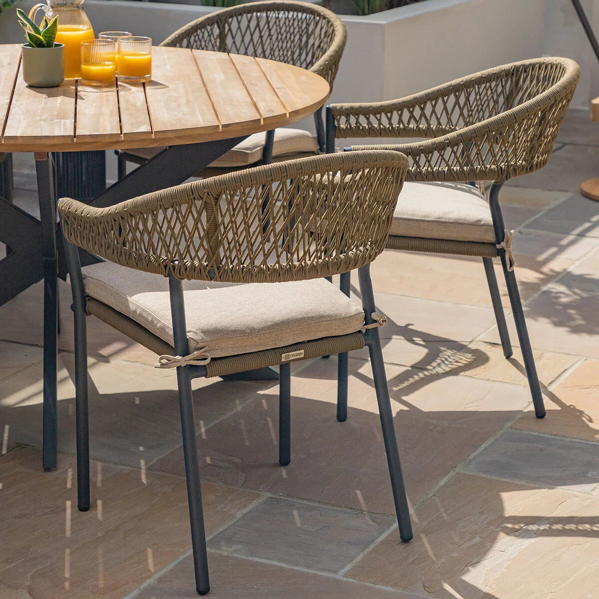 Riga 6 Seat Round Dining Set - Sandstone