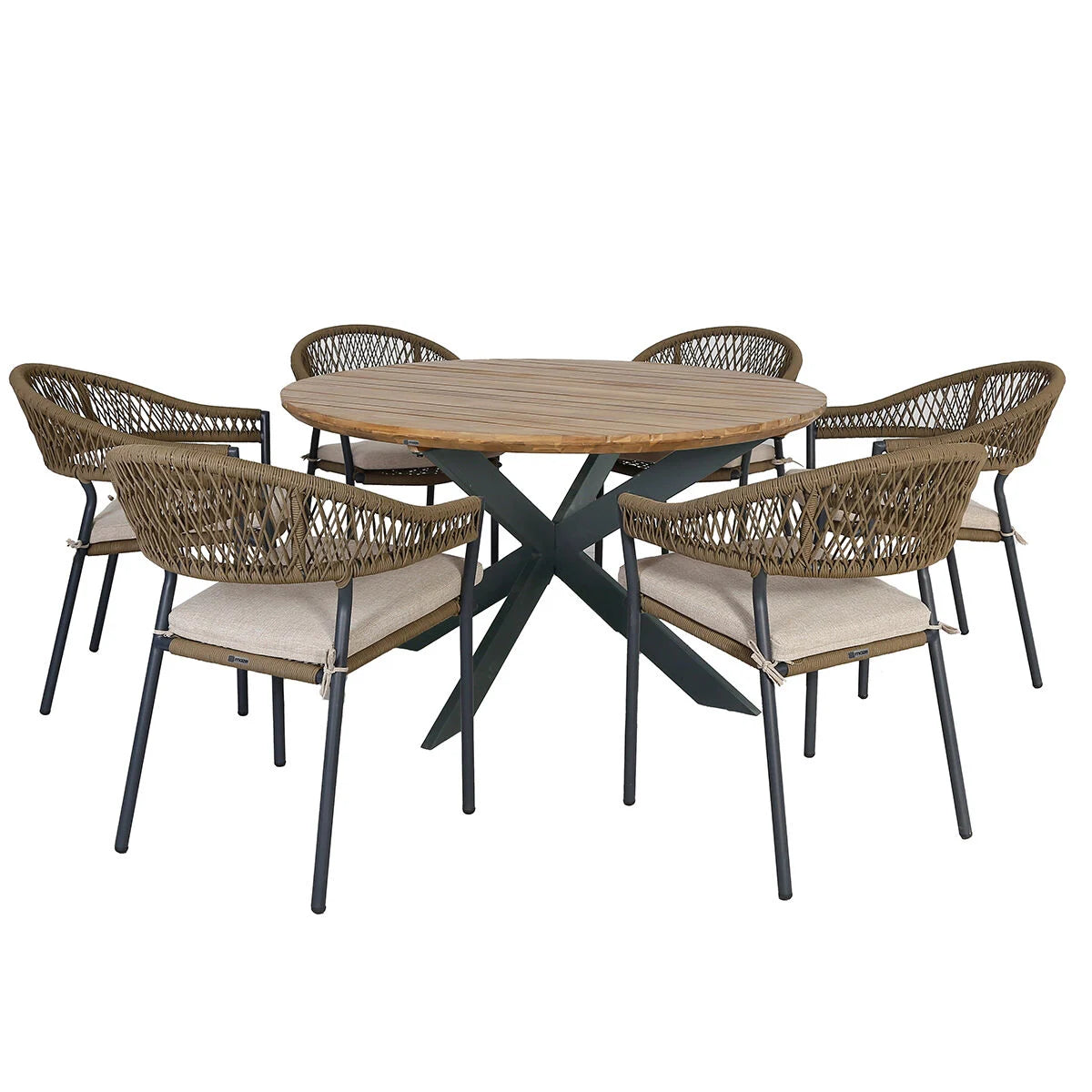 Riga 6 Seat Round Dining Set - Sandstone